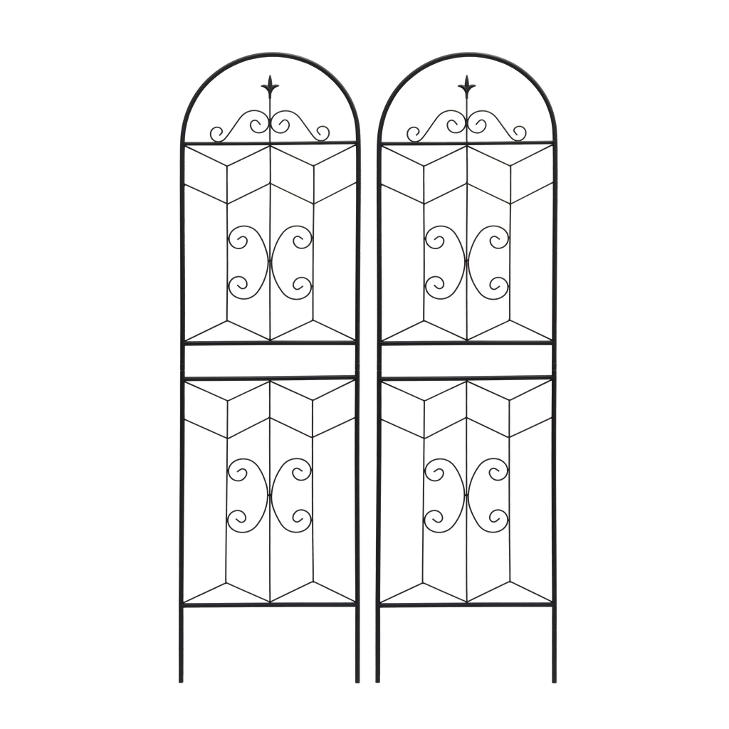 2 Pack Black Metal Garden Trellis 71' x 19.7' Rustproof Support for Climbing Plants Iron Frame with Powder Coating