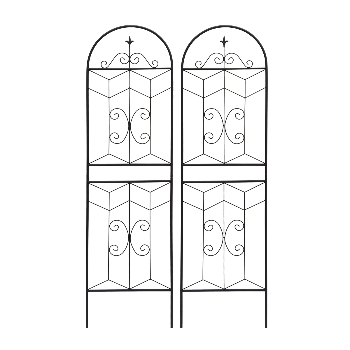 2 Pack Black Metal Garden Trellis 71' x 19.7' Rustproof Support for Climbing Plants Iron Frame with Powder Coating
