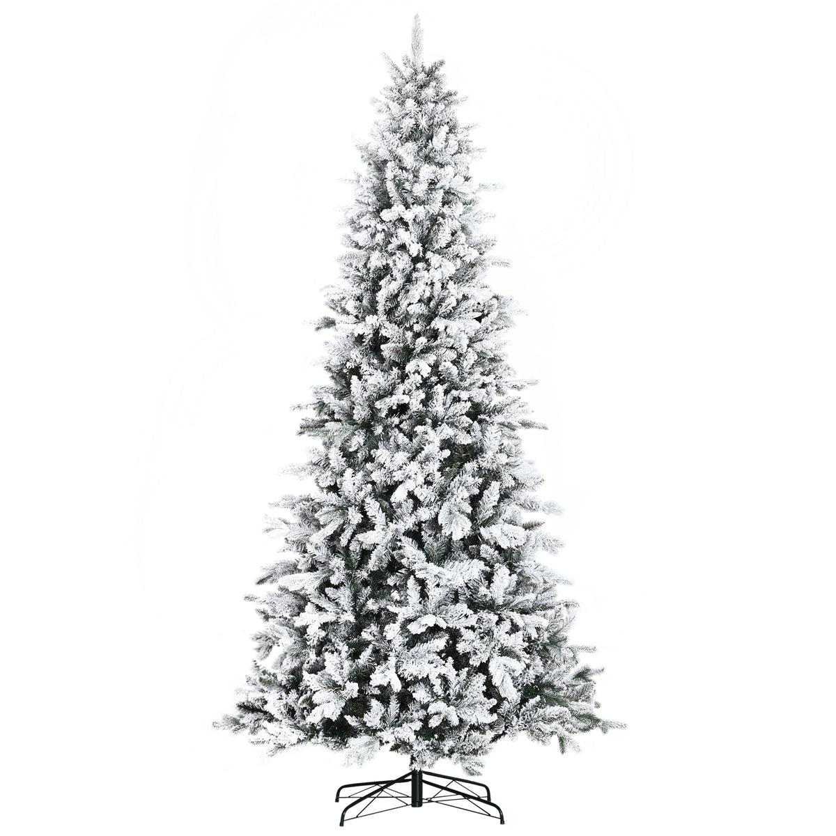 HOMCOM 9 Foot Pine Snow Flocked Artificial Christmas Tree with 616 Realistic Cedar Branches, Auto Open, Home Holiday Decoration, Green