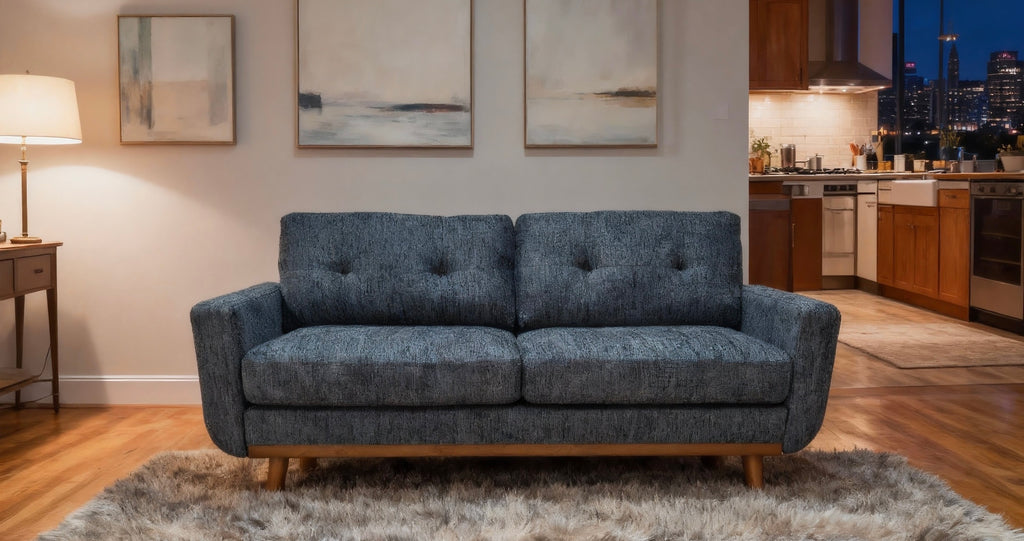 67.7' Wide Mid-Century Modern Upholstered Tufted Loveseat Sofa With Wooden Legs