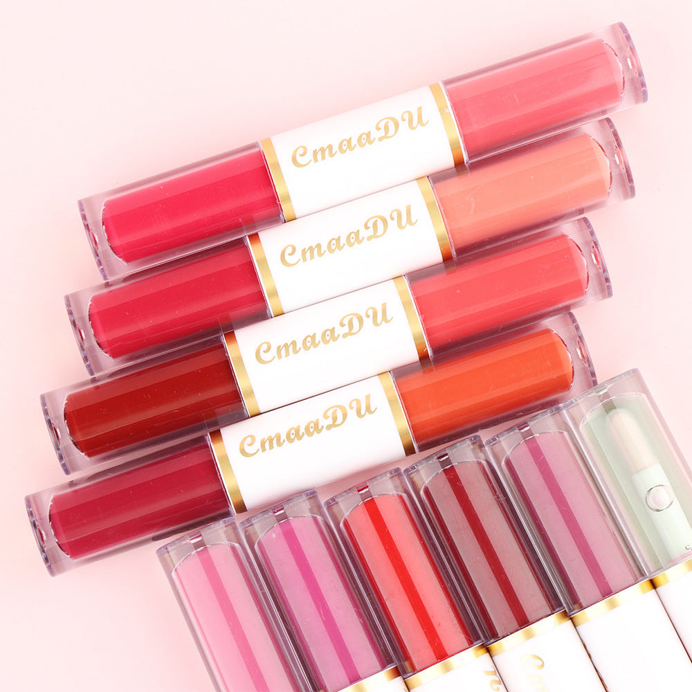 Double-headed Matte Lip Gloss No Stain On Cup Waterproof And Durable