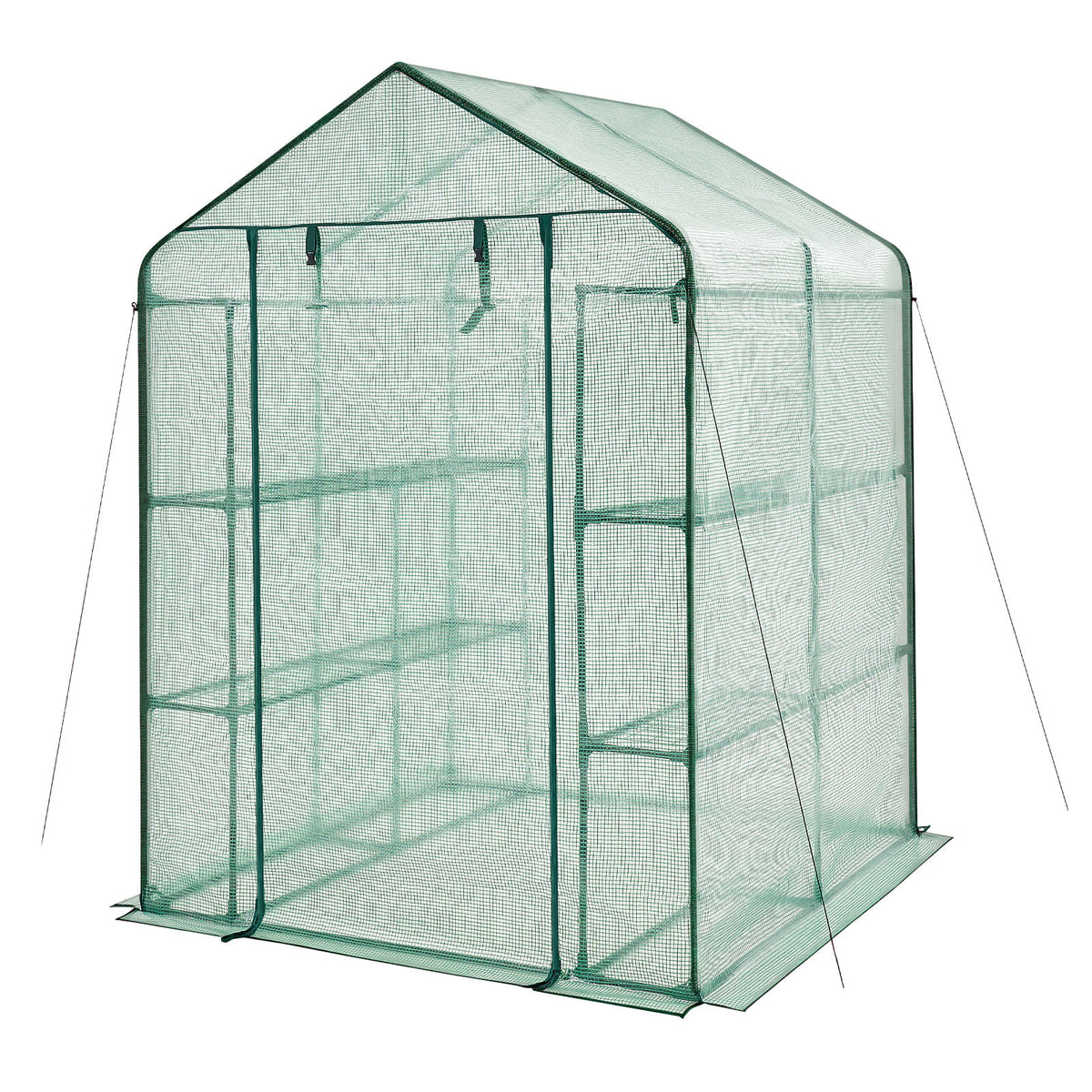 Walk-in Greenhouse, 55.5' x 56.1' x 78.7' Greenhouse for Outdoors with PE Cover, 2 Tiers 8 Shelves, Roll-Up Zipper Door, Walk in Green House, Portable Plant Garden Hot House for Backyard Outside