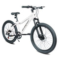24 Inch Youth Mountain Bike with 7 Speeds & Front Suspension Durable Steel Frame, Alloy Rims & Disc Brakes For Boys and Girls in Multiple Colors