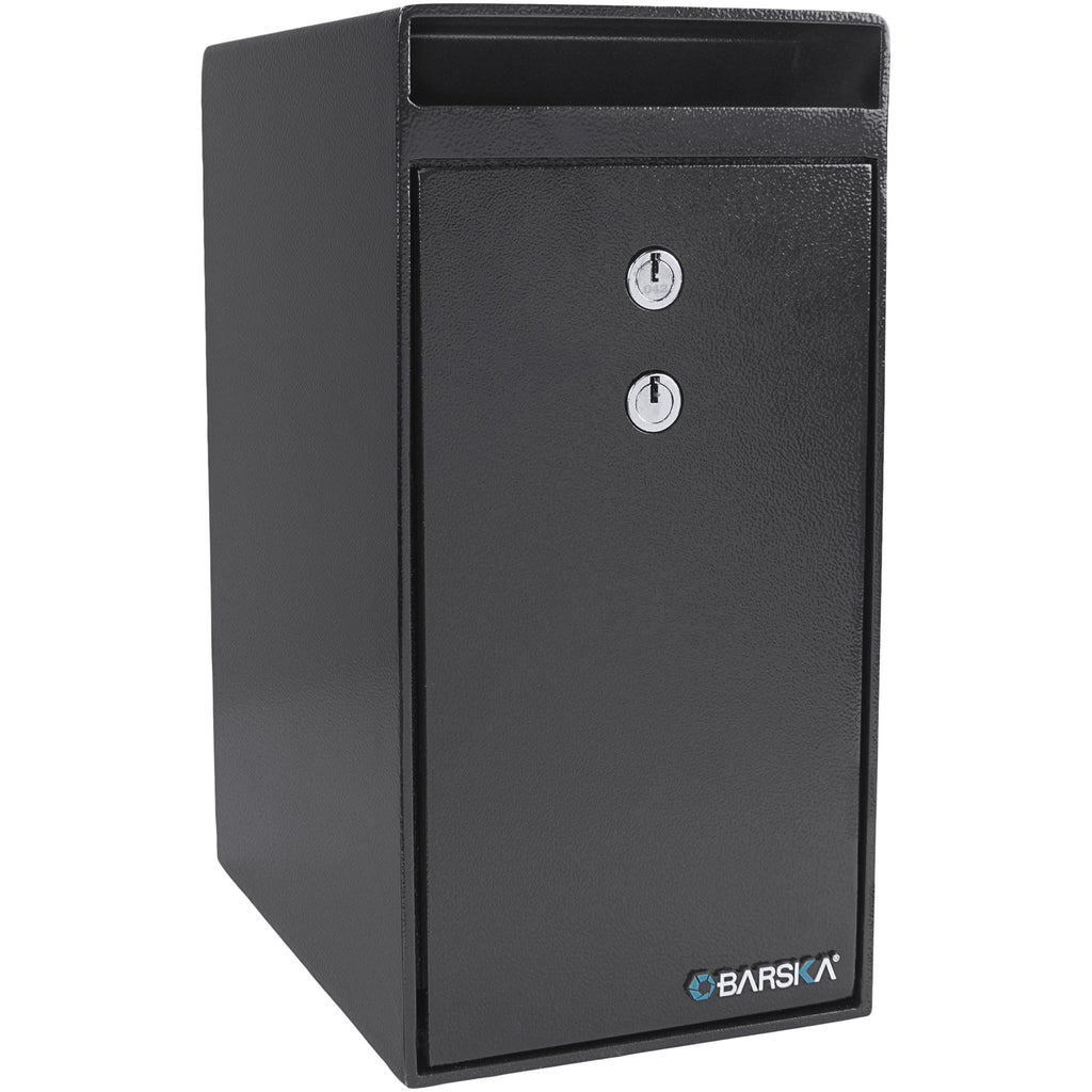 Black Steel Dual Key Depository Safe with Anti-Theft Design and Mounting Hardware, 0.27 Cu Ft