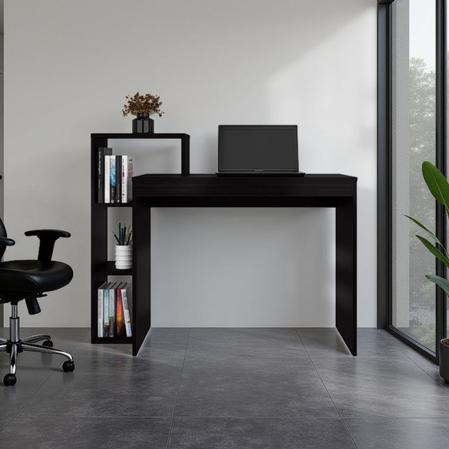 Venetie Desk, 3 Shelves, Black Wengeu