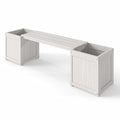 HDPE Outdoor Bench with Flower Boxes ,White  Seating and Plant Display Open‑bottom Pot Holder