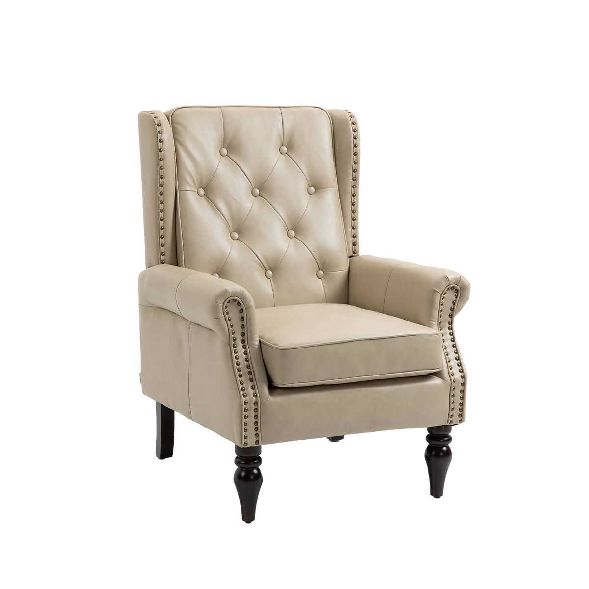 Modern Accent Chair Lounge Chair with Sturdy Wood Legs in Camel PU Leather for Living Room and Bedroom