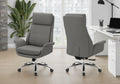 Office Chair, Adjustable Height, Armrests, Ergonomic, Swivel, Computer Desk, Work, Dark Grey Leather-look, Chrome Metal, Contemporary, Modern