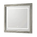 Jazz Modern LED Mirror with Touch Sensor Switch and Gray Marble-Grain Frame in White (Dresser Not Included)