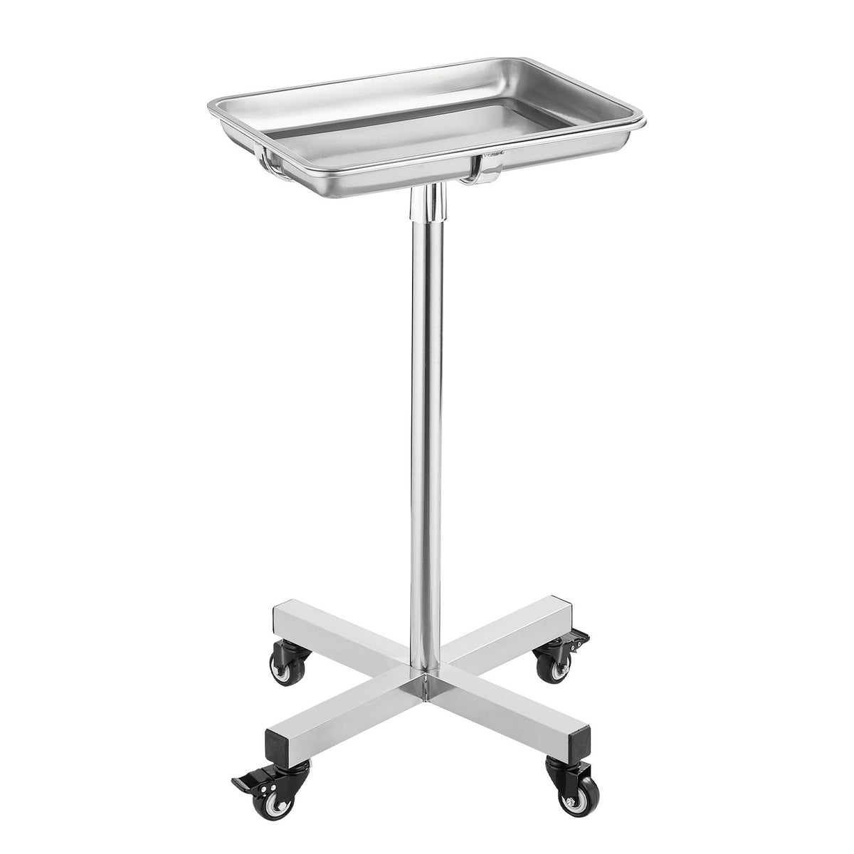 Mayo Stand, Stainless Steel Mayo Tray, Load Capacity up to 35 lbs, Adjustable Height 25.2'-39.8', Medical Tray on Wheels with Removable Tray for Spa, Salon, Clinic, Personal Care