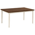 TREXM Classic Dining Wooden Table for Kitchen Dining Room (Brown+Cottage White)