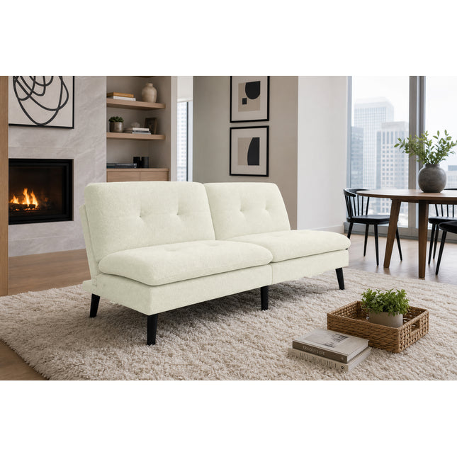 Polyester Blend Easy Convert Futon with Tufted Back and Seat