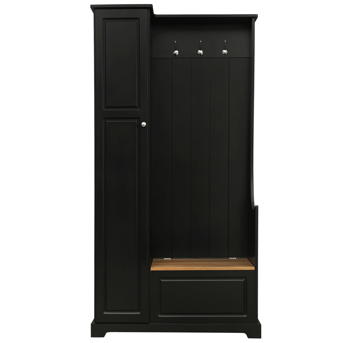Stylish Design Hall Tree with Flip-Up Bench, Minimalist Hallway Shoe Cabinet with Adjustable Shelves, Multifunctional Furniture with Hanging Hooks for Entryways, Mudroom