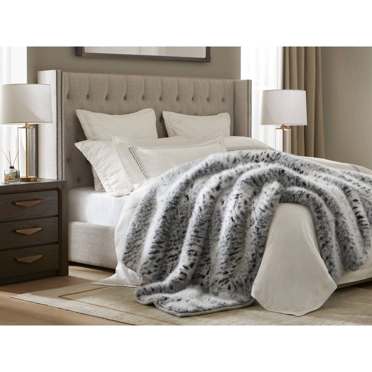 1-Piece 60x80' Faux Fur Throw Blanket,Snow Leopard