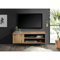 Modern 47 in Wooden TV Stand Media Console for TVs up to 50'-55' With 2 Shelves and Cabinet, Oak