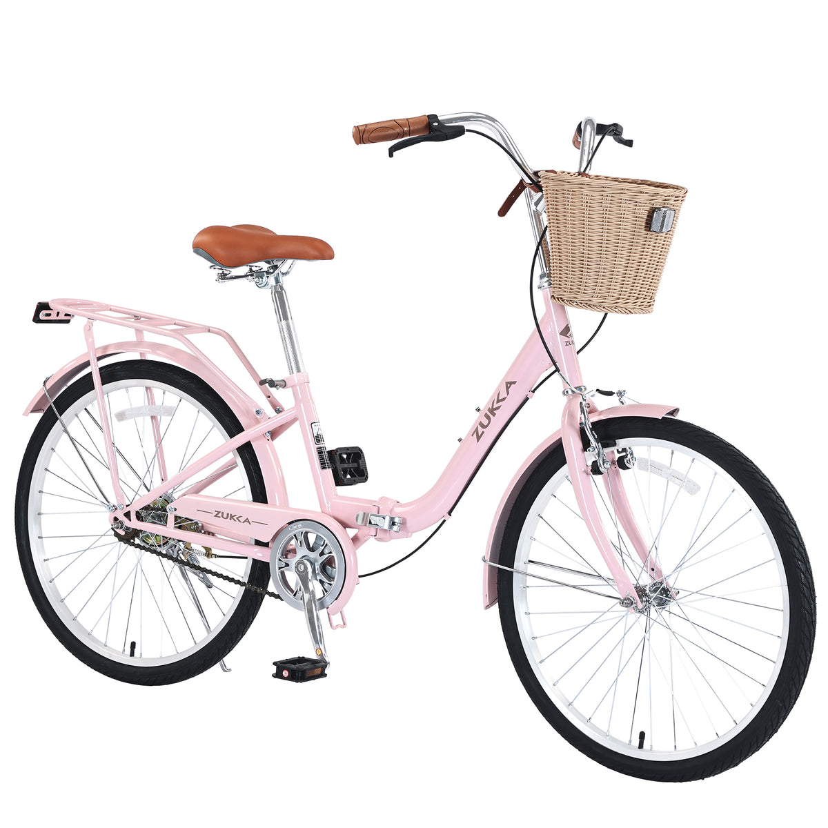 24 Inch Single Speed Folding Lady Bike , Durable Steel Frame,Compact Design for Easy Storage and Commuting