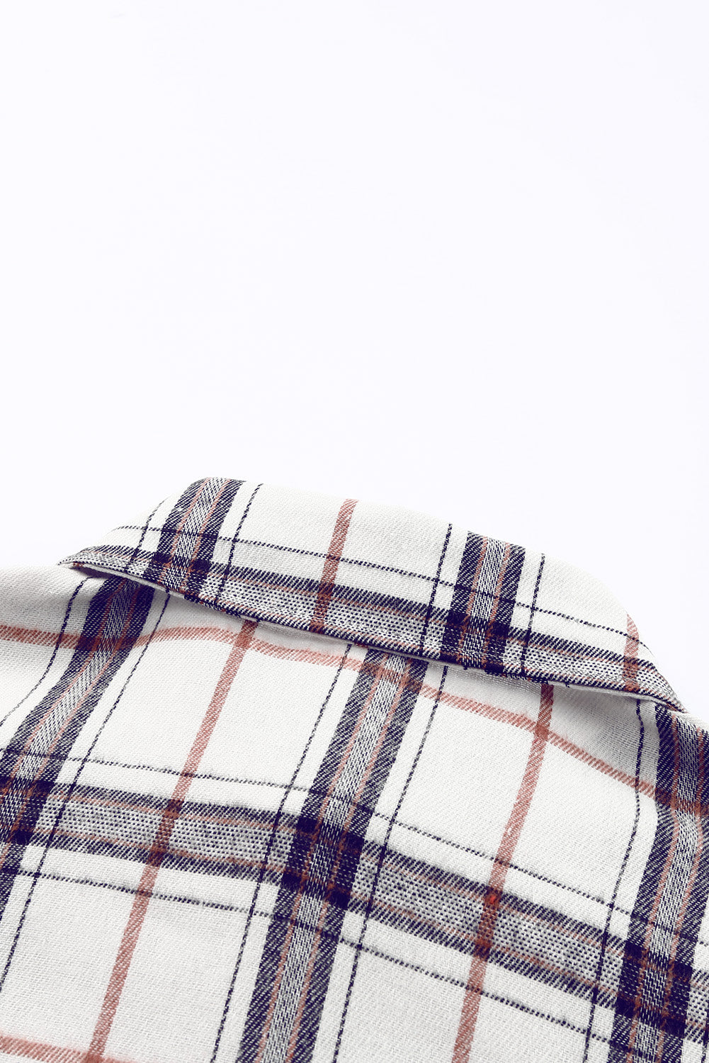 White Plaid Slits Bishop Sleeve Oversized Shacket - Eloy Royal