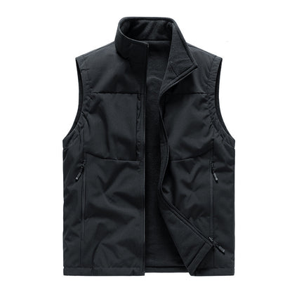 Men's Double-sided Fleece Vest Winter Warm Loose Sleeveless Tank Outdoor Workwear Vest Clothing