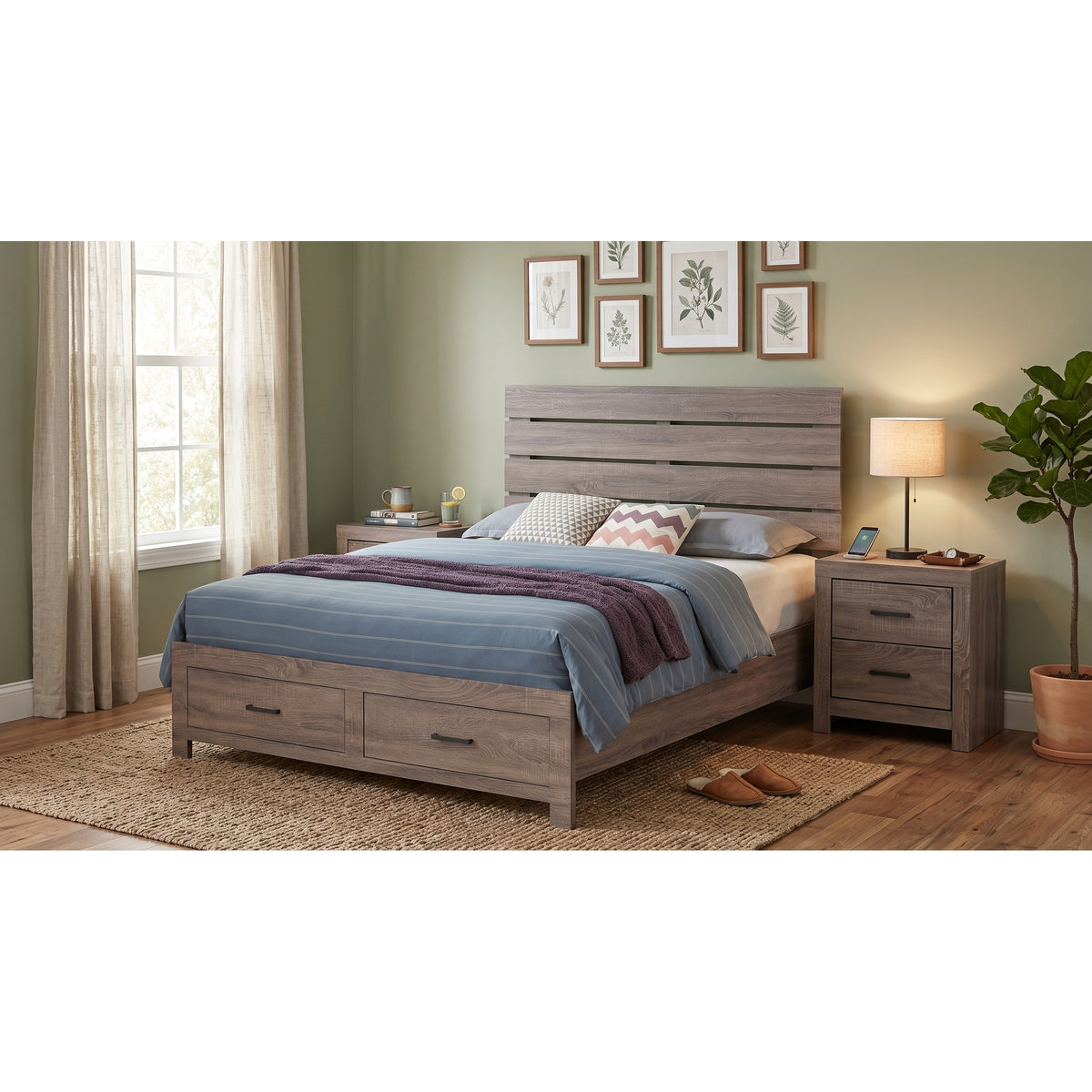 Kingsley Barrel Oak Queen 3-Piece Bedroom Set