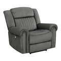 Modern Power Reclining Chair w USB Ports Plush Comfort Charcoal Gray Microfiber Upholstery Solid Wood Living Room Furniture 1pc