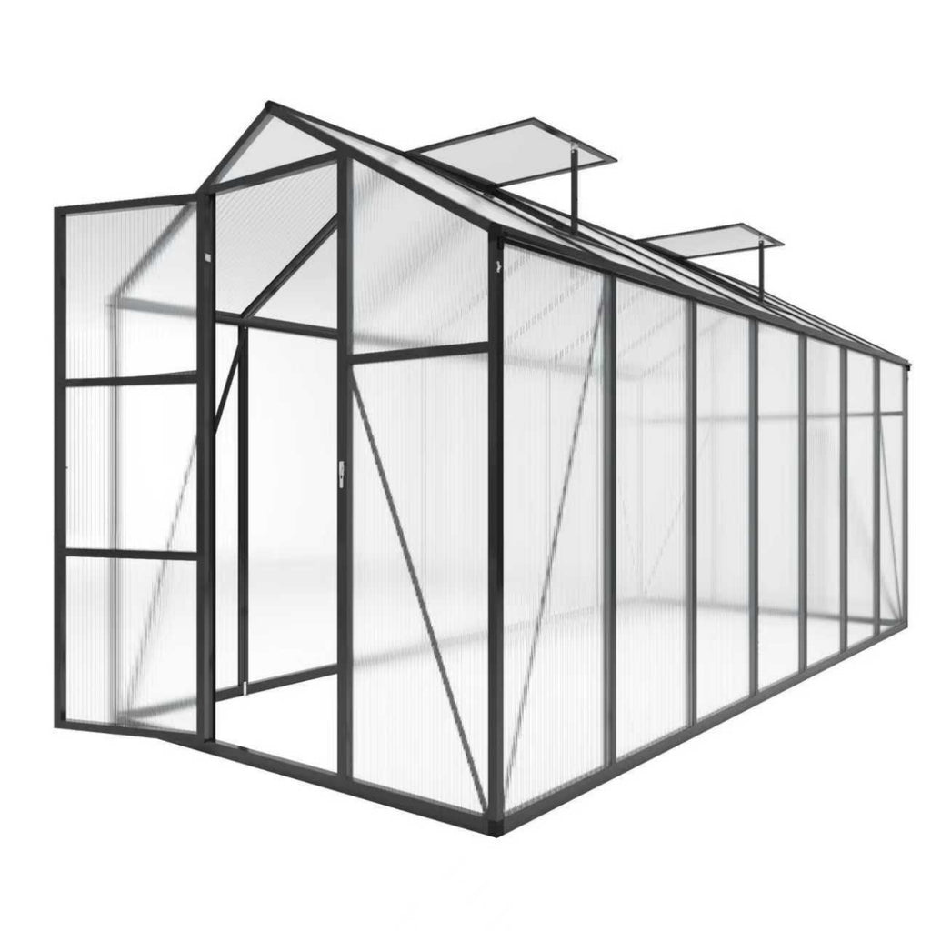 6 x 14 FT Walk-in Outdoor Greenhouse - Polycarbonate Garden Greenhouse with Sturdy Aluminum Frame, Adjustable Vents, Lockable Door & UV Protection for Backyard