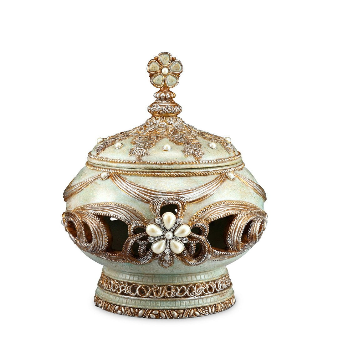11.25' Tall Polyresin Decorative Jewelry Box, Vintage Rose Design