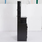 29.2' Small Size Left Bedside Cabinet Vanity Table + Cushioned Stool, 2 AC+2 USB Power Station, Hair dryer bracket, Extra Large Touch Control Sliding LED Mirror, Tri-color Switching, Brightness Adjust - Eloy Royal