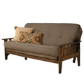 Montana Full-size Futon Frame in Rustic Walnut Finish includes Linen Stone Mattress