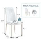 Dining Chairs Set of 4, Comfortable Dining Room Chair, Metal Kitchen Chairs with Leathaire Fabric and High Back (Cream White, Set of 4) - Eloy Royal