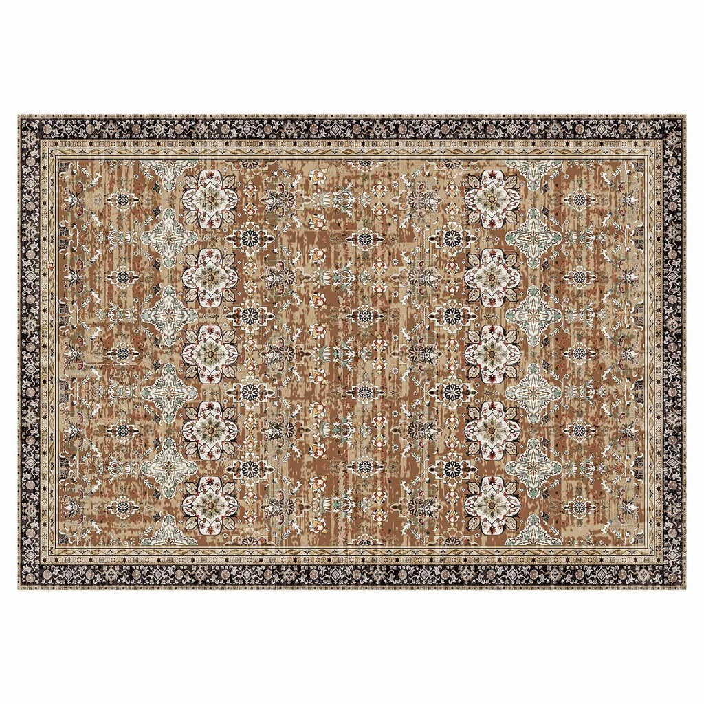 Large Area Rug 9 x 12 ft Anti-Skid Tear-Resistant Floor Mat Vintage Brown Green
