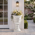 Classical Roman Pedestal Urn Decorative Outdoor Planter-White