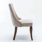 Rayon Cloth Flocking Linen Dining Chairs Channel Kitchen Dinner Chair Comfy Fabric Upholstered Accent Chair for Dining Room with Curved Solid Wood Legs,Set of 2 (Beige), SW1847BG - Eloy Royal