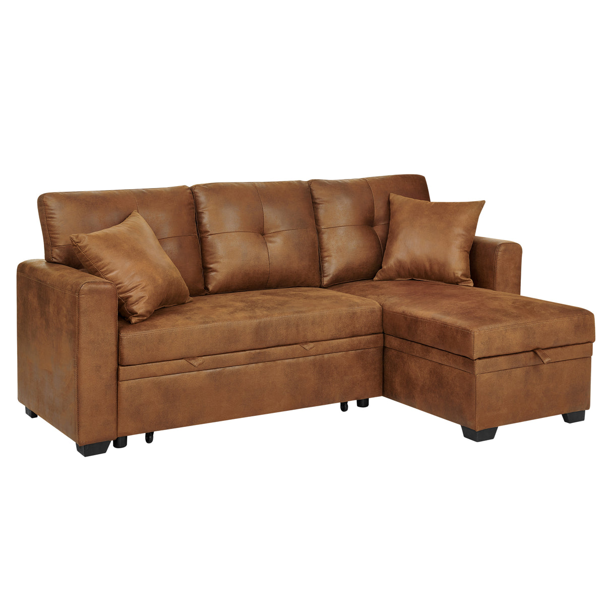 Sleeper Sofa, Sectional with Pull-Out Bed, Reversible Chaise, Storage Sectional,  Foil Fabric, Small Space Solution, Convertible Sofa Bed