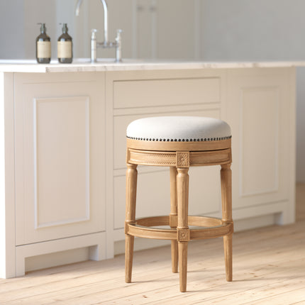 31'H Backless Swivel Bar Stool, Weathered Natural, 1PC