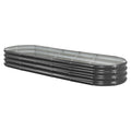 Metal Raised Garden Bed, 8 x 2 x 1 ft Oval Outdoor Galvanized Planter Garden Box, Open Bottom Design, Large Planter Raised Bed for Growing Vegetables, Flowers, Herbs, and Succulents, Dark Gray