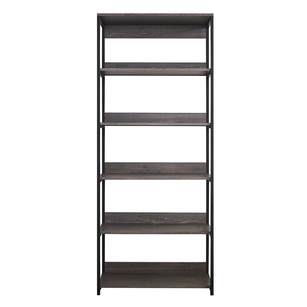Monica Wood and Metal Walk-in Closet with Five Shelves in Rustic Gray, Solid Wood Construction