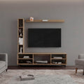 Scio Modern TV Stand with Open Shelves and Storage for TVs Up to 65', Natural Oak