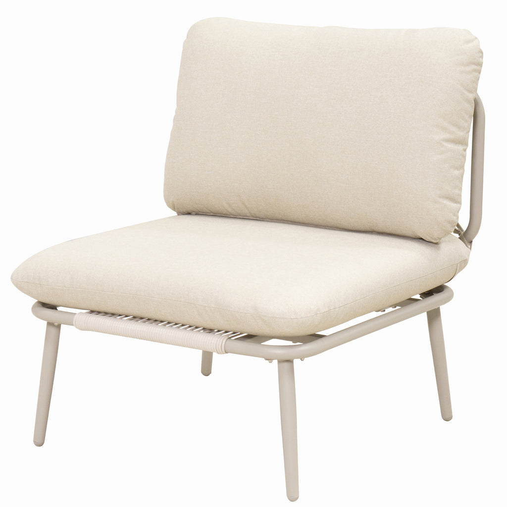 Modular Patio Armless Sofa Chair with 4' Thick Cushion & Weather-Resistant Steel Frame in Off White