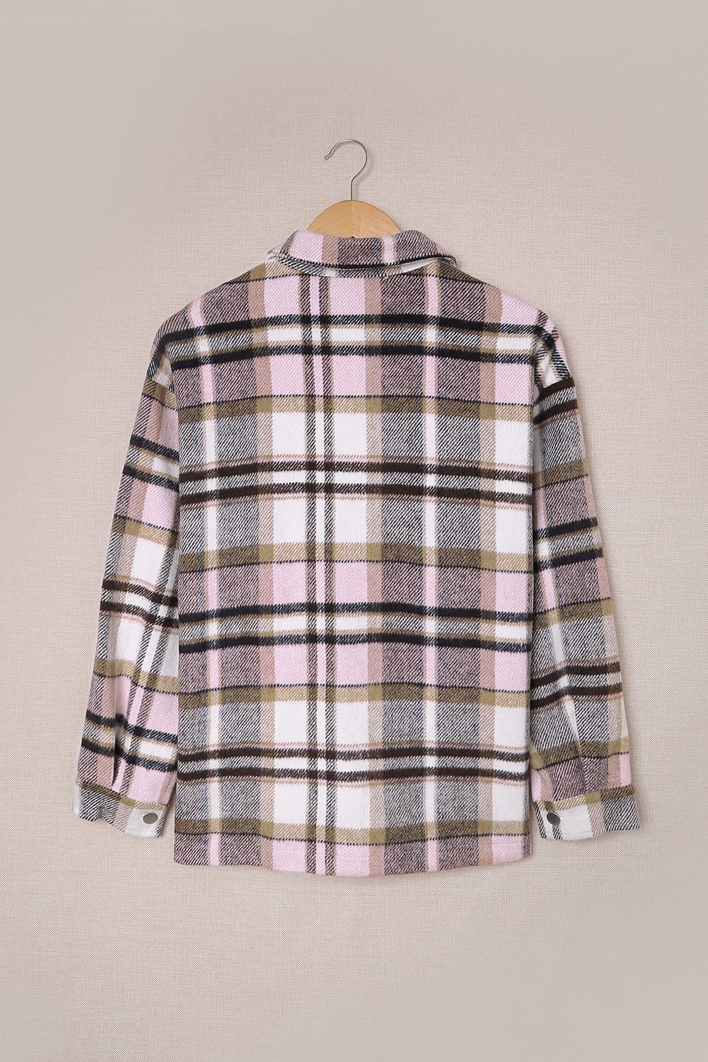 Wholesale Brown Plaid Button Up Long Sleeve Flannel Shacket - Eloy Royal