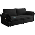 Modern Two-in-One Sofa Bed with Plush Corduroy Upholstery, Black, 85-Inch Convertible for Living Room Use