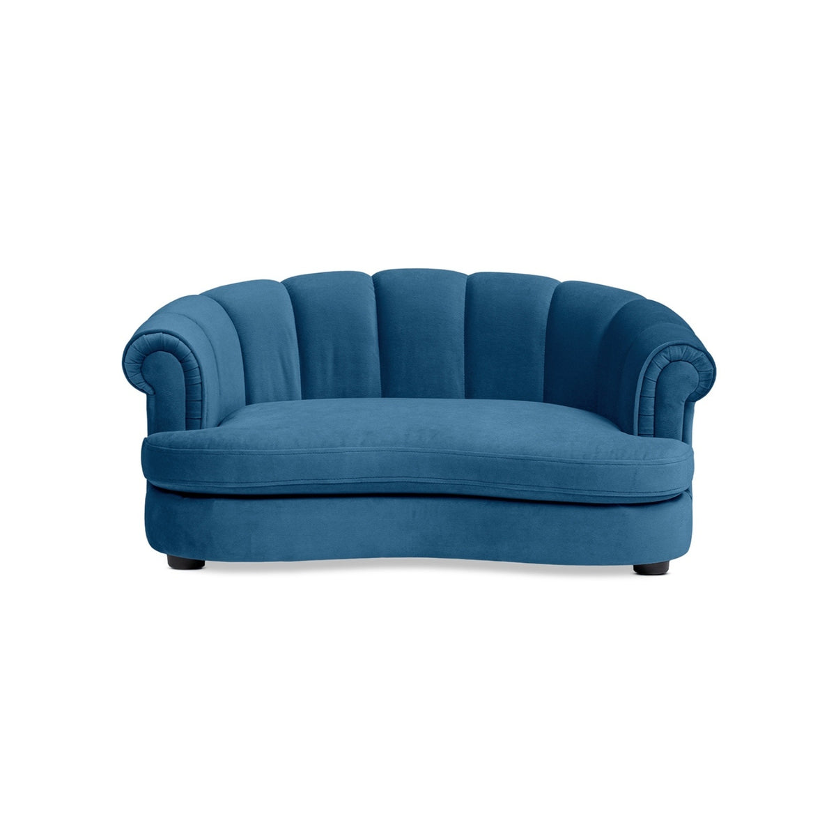 Halle Rolled Arm Channel-Tufted Dog Sofa Bed, Medium, Satin Teal Blue Velvet
