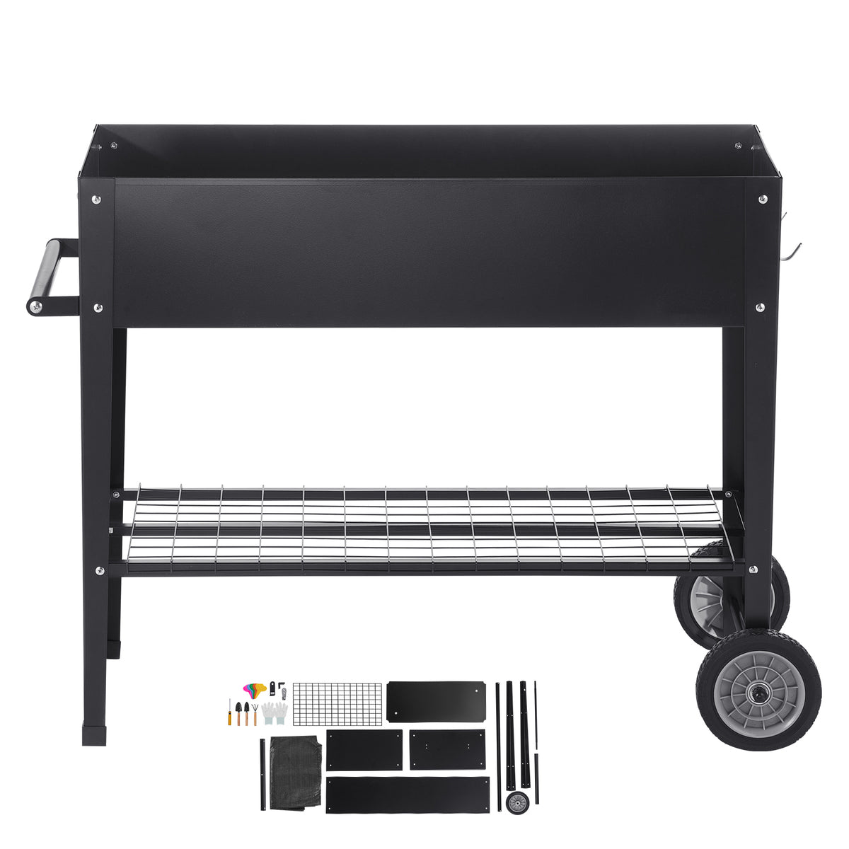 Raised Garden Bed, 42.5 x 19.5 x 31.5 inch Galvanized Metal Planter Box, Elevated Outdoor Planting Boxes with Legs, for Growing Flowers/Vegetables/Herbs in Backyard/Garden/Patio/Balcony, Black