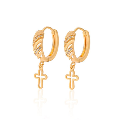 Popular Multi-style Design Gold-plated Ornament Cross Earrings