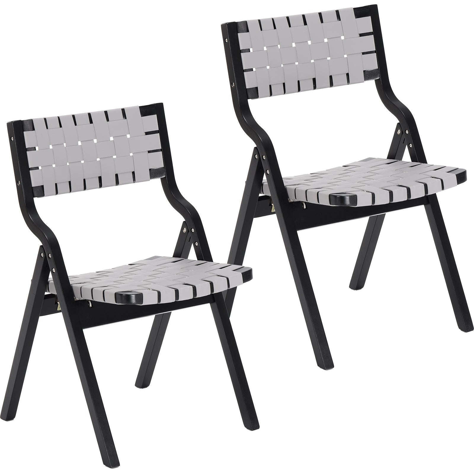 Wood Folding Chairs, Foldable Chairs Wooden Indoor Stackable Dining Chairs for Kitchen & Dining Room Chair Woven Seat & Webbing Back, Dining Chair Set of 2