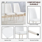 Dining Chairs Set of 4, Comfortable Dining Room Chair, Metal Kitchen Chairs with Leathaire Fabric and High Back (Cream White, Set of 4) - Eloy Royal