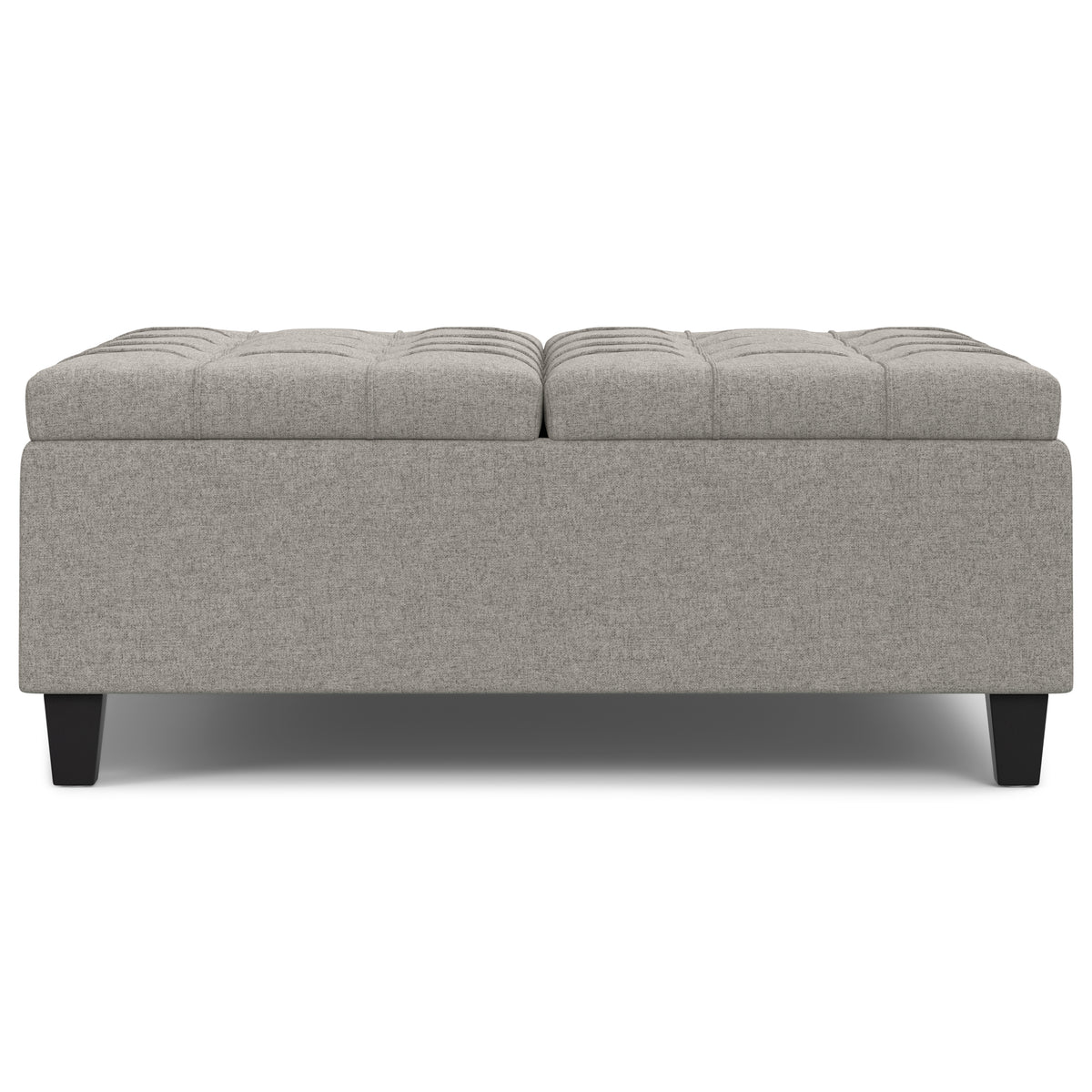 Harrison 40 inch Wide Large Square Coffee Table Storage Ottoman in Cloud Grey Linen Look Fabric