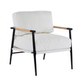 Modern Accent Chair with Plush Cushions, Metal Frame, Wooden Armrest - Cozy Seating for Living Room, Bedroom, Office