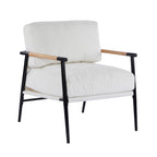 Modern Accent Chair with Plush Cushions, Metal Frame, Wooden Armrest - Cozy Seating for Living Room, Bedroom, Office