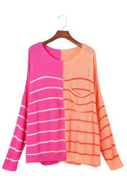 Yellow Plus Size Color Block Striped Knit Sweater - Eloy Royal