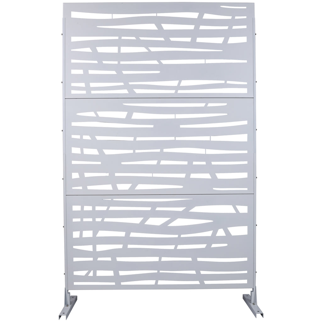 Outdoor & Indoor Privacy Screen Metal Privacy Screen 76' H×48' W, Freestanding Decorative Privacy Screen for Deck Balcony Patio, Privacy Fence Panels for Outside Lawn Garden PS109 WHITE